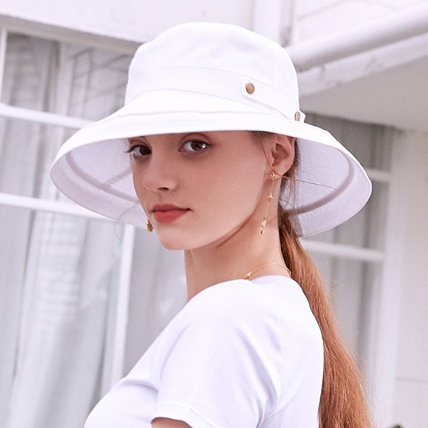 white bucket cap