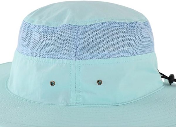 wide brim bucket hat with string